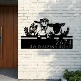 Custom Metal Goat sheep chicken farmhouse farm animals Metal Address Sign, House number, Outdoor Number Signage, Yard Sign Address Plate