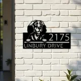 Custom Metal Golden setter dog Puppy Metal Address Sign House number Hanging Address Plaque Yard Sign Outdoor decor