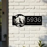 Custom Metal Heron on Lake Metal Address Sign Custom House number Hanging Address Plaque Yard Sign Outdoor