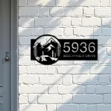 Custom Metal Camping tent adventure Metal Address Sign Custom House number Hanging Address Plaque Yard Sign Outdoor