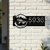 Custom Metal Offroad car mountain Metal Address Sign, House number, Outdoor Number Signage, Yard Sign Address Plate