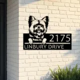 Custom Metal Yorkshire Terrier dog Puppy Metal Address Sign House number Hanging Address Plaque Yard Sign Outdoor decor