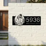 Custom Metal Floral Mom And Baby Metal Address Sign, House number, Outdoor Number Signage, Yard Sign Address Plate