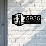 Custom Metal Longboard Female Surfer Metal Address Sign, House number, Outdoor Number Signage, Yard Sign Address Plate