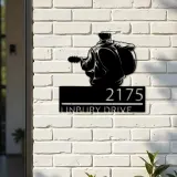 Custom Metal Man playing guitar guitarist Metal Address Sign, House number, Outdoor Number Signage, Yard Sign Address Plate