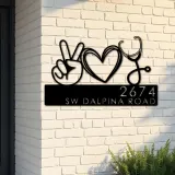 Custom Metal Peace love nursing Nurse Metal Address Sign, House number, Outdoor Number Signage, Yard Sign Address Plate