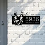 Custom Metal Deer hunting Metal Address Sign, House number, Outdoor Number Signage, Yard Sign Address Plate002