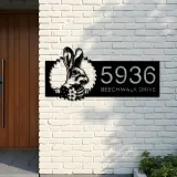 Custom Metal Rabbit bunny farmhouse Metal Address Sign House number Hanging Address Plaque Yard Sign Outdoor decor