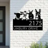 Custom Metal Goat Sheep Donkey rabbit farmhouse Metal Address Sign House number Hanging Address Plaque Yard Sign Outdoor decor