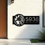 Custom Metal Beehive flowers honeycomb Metal Address Sign Custom House Number Hanging Address Plaque Yard Sign Outdoor Sign