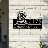 Custom Metal Golden retreiver dog Puppy Metal Address Sign House number Hanging Address Plaque Yard Sign Outdoor decor