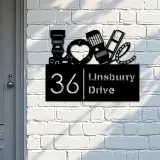 Custom Metal Love Photography Camera Photographer Metal Address Sign, House number, Outdoor Number Signage, Yard Sign Address Plate