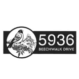 Custom Metal Bullfinch bird Metal Address Sign, House number, Outdoor Number Signage, Yard Sign Address Plate