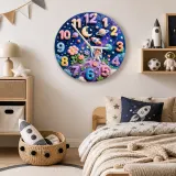 Pastel Space Astronaut Kids Room Wall Clock