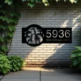 Custom Metal Giraffe Wild animal wildlife Metal Address Sign, House number, Outdoor Number Signage, Yard Sign Address Plate