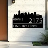 Custom Metal Memphis city skyline Metal Address Sign Hanging Address Plaque house number Yard Outdoor Sign