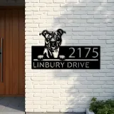 Custom Metal American Staffordshire Terrier dog Metal Address Sign House number Hanging Address Plaque Yard Sign Outdoor decor