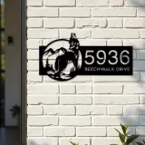 Custom Metal Wolf Mountain scene wild life Metal Address Sign, House number, Outdoor Number Signage, Yard Sign Address Plate
