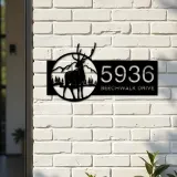 Custom Metal Deer wild life mountain forest Metal Address Sign, House number, Outdoor Number Signage, Yard Sign Address Plate