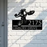 Custom Metal BMX Bicycle freestyle Metal Address Sign, House number, Outdoor Number Signage, Yard Sign Address Plate