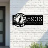 Custom Metal River scene stork Metal Address Sign, House number, Outdoor Number Signage, Yard Sign Address Plate