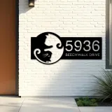 Custom Metal Yin Yang cat cute kitten pet Metal Address Sign, House number, Outdoor Number Signage, Yard Sign Address Plate