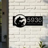 Custom Metal Duck hunting Hunter and dog Metal Address Sign Custom House number Hanging Address Plaque Yard Sign Outdoor