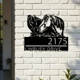 Custom Metal Horse couple farm house ranch Metal Address Sign, House number, Outdoor Number Signage, Yard Sign Address Plate