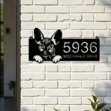 Custom Metal Sphynx Cute peeking cat kitten Metal Address Sign, House number, Outdoor Number Signage, Yard Sign Address Plate