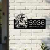 Custom Metal Witch and black cat halloween Metal Address Sign, House number, Outdoor Number Signage, Yard Sign Address Plate