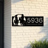 Custom Metal Cowboy horse rider Metal Address Sign, House number, Outdoor Number Signage, Yard Sign Address Plate