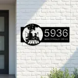 Custom Metal Dad and Son go fishing Metal Address Sign Custom House number Hanging Address Plaque Yard Sign Outdoor