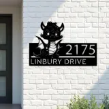 Custom Metal Cute Dragon Metal Address Sign, House number, Outdoor Number Signage, Yard Sign Address Plate