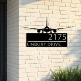 Custom Metal Airplane Aircraft pilot Metal Address Sign, House number, Outdoor Number Signage, Yard Sign Address Plate