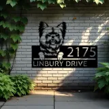 Custom Metal Yorkshire Terrier dog Puppy Metal Address Sign House number Hanging Address Plaque Yard Sign Outdoor decor