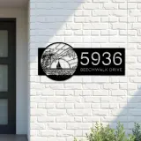 Custom Metal Island sea scene coconut tree Metal Address Sign, House number, Outdoor Number Signage, Yard Sign Address Plate