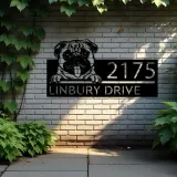 Custom Metal Pug Dog Cute puppy Metal Address Sign House number Hanging Address Plaque Yard Sign Outdoor decor