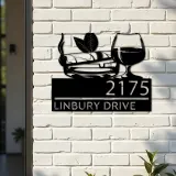 Custom Metal Gentlemen Club bar Metal Address Sign, House number, Outdoor Number Signage, Yard Sign Address Plate