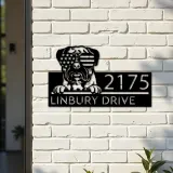 Custom Metal Bullmastiff dog US flag glasses Metal Address Sign House number Hanging Address Plaque Yard Sign Outdoor decor