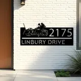 Custom Metal Motobike motocycle Biker Metal Address Sign, House number, Outdoor Number Signage, Yard Sign Address Plate