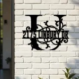 Custom Metal Floral Monogram Split Letter U Metal Address Sign House number Hanging Address Plaque Yard Sign Outdoor decor
