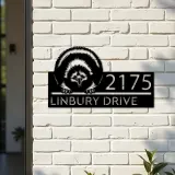 Custom Metal Peeking Echidna Wild animal wildlife Metal Address Sign, House number, Outdoor Number Signage, Yard Sign Address Plate