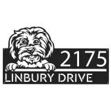 Custom Metal Maltese dog Cute puppy Metal Address Sign House number Hanging Address Plaque Yard Sign Outdoor decor