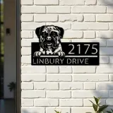 Custom Metal Bullmastiff dog cute puppy Metal Address Sign House number Hanging Address Plaque Yard Sign Outdoor decor