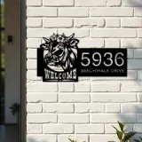 Custom Metal Cow Farm house Ranch welcome Metal Address Sign, House number, Outdoor Number Signage, Yard Sign Address Plate