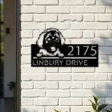 Custom Metal Leonberger dog Puppy Metal Address Sign House number Hanging Address Plaque Yard Sign Outdoor decor
