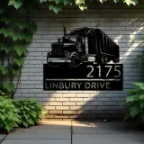 Custom Metal Semi truck driver trucker Metal Address Sign, House number, Outdoor Number Signage, Yard Sign Address Plate