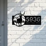 Custom Metal Deer wild life mountain forest Metal Address Sign, House number, Outdoor Number Signage, Yard Sign Address Plate
