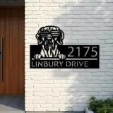 Custom Metal Great Dane dog US flag glasses Metal Address Sign House number Hanging Address Plaque Yard Sign Outdoor decor