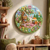 Woodland Animal Tea Party Kids Room Wall Clock